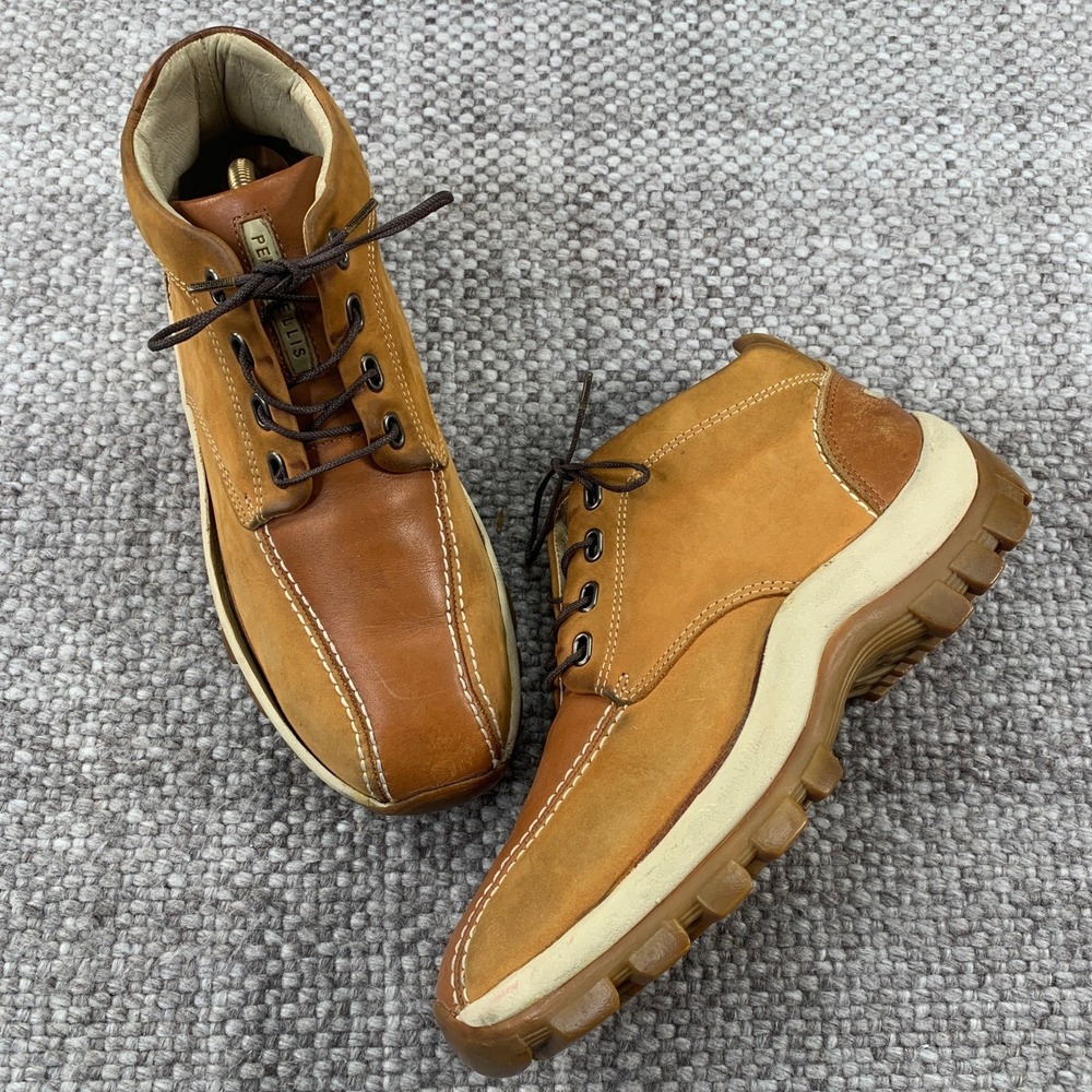 Perry Ellis America Dimension Boots Mens 7.5 Mustard Leather Nubuck 150933